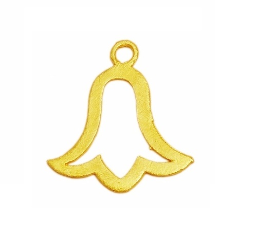 Handmade Gold Plated Temple Bell Metal Charm Pendant - Fancy Bell Shape Pendant