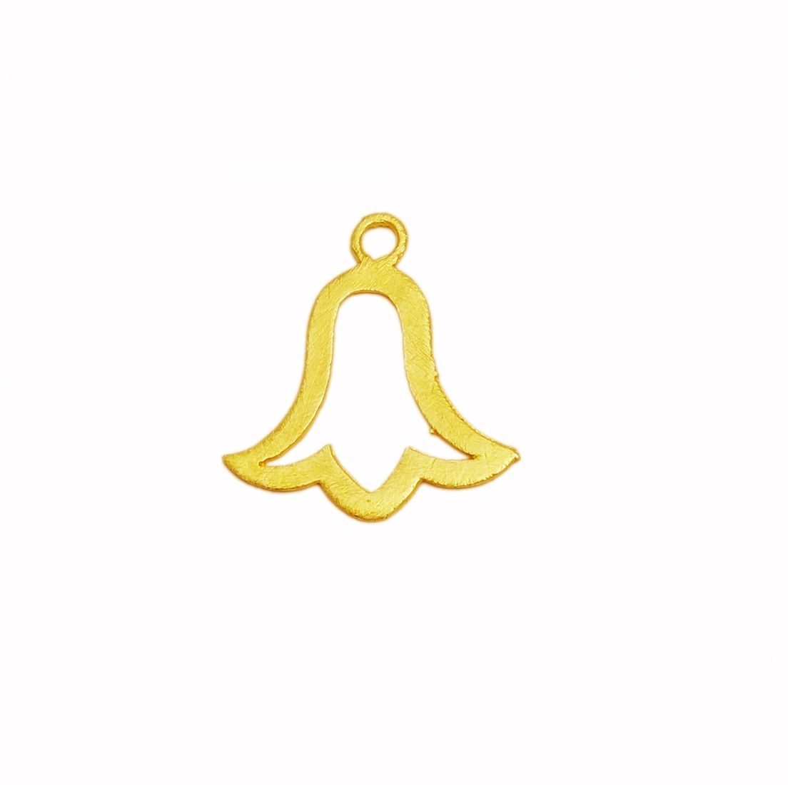 Handmade Gold Plated Temple Bell Metal Charm Pendant - Fancy Bell Shape Pendant