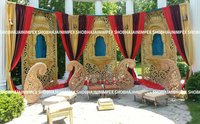 Gold Jharoka Wedding Fiber Panel Backdrop