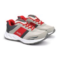 Durable And Fancy Grey & Red Phylon Sole Sports Shoes