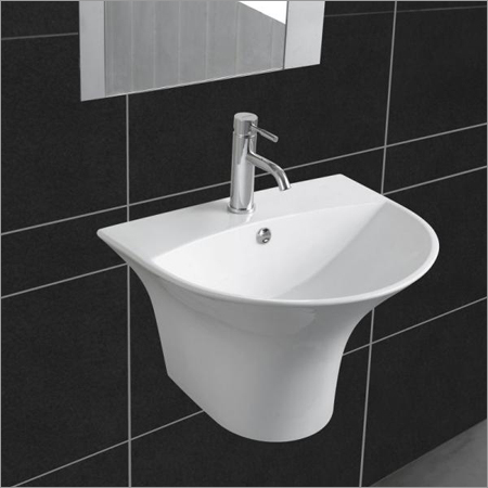 Wall Hung Basin - Ceramic, Round Shape, Weight 5-10kg | Easy to Use, Pure White Finish