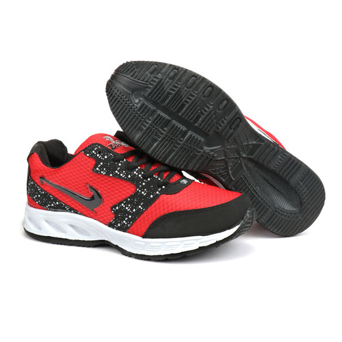 Men's Running Shoes - Mesh Upper, EVA Insole, Sizes 6-10 | Black and Red, Lace Closure, All-Season Performance