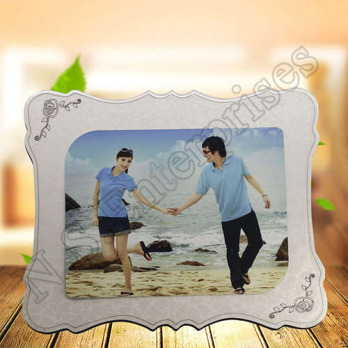 MD-012 SUBLIMATION CRYSTAL MDF FRAME - MDF Material, 250x300x12mm Size, White Color | Angle Flower Globulite Design, Printing Size 225x175mm