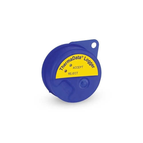 Data Loggers Mk1 ThermaData Logger - Polyethylene Case, 1-255 Min Logging, 0.5°C Calibration | Water Resistant, LED Indicators, High/Low Alarms, Continuous Logging