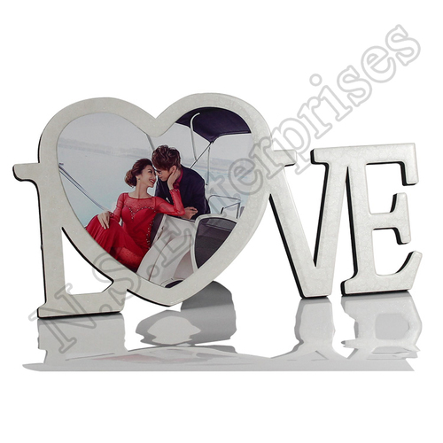 MD-052 Sublimation Crystal MDF Frame - Material: MDF, Size: 205*400*12mm, Color: White, Shape: Love Shape | Ideal for Personalization and Decorative Use