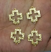 24k Gold Plated Cross Shape Textured Metal Charm Connector - Charm Pendant - Jewelry Pendant - Helping Jewelry Charm