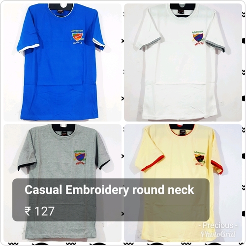 Round Neck Embroidered T Shirts Age Group: Boys & Mens