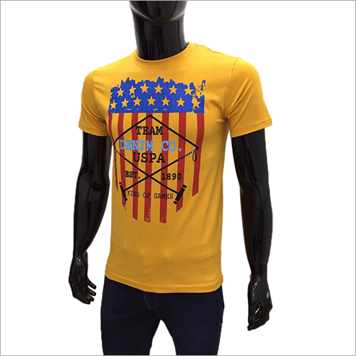 Yellow & Red Mens Half Sleeve Body Fit T Shirt