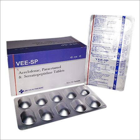 Vee SP Aceclofenac Paracetamol and Serratiopeptidase Tablets Vee SP Aceclofenac Paracetamol and Serratiopeptidase Tablets
