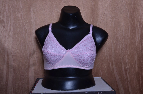 India Choice Dil Chicken Bra - Cotton Fabric, Size 30 To 40, Colors White, Skin Pink, Black | Adjustable Straps, Chicken Embroidery Design