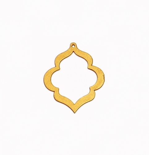 24k Gold Plated Brushed Keyhole Shaped Charm Pendant