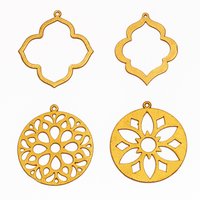 24k Gold Plated Brushed Wavy Flower Blossom Shaped Charms