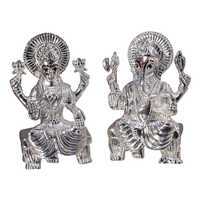 Silver lakshmi ganesh statues