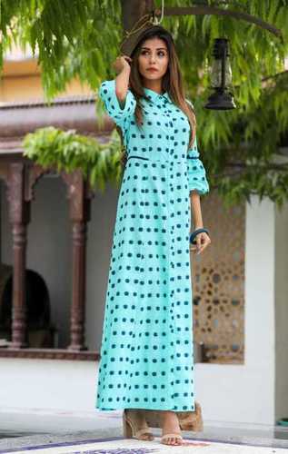 Firozi Color Trendy Collar Kurti