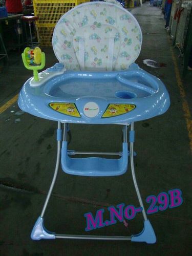 Baby Feeding Chair - Plastic & Metal Body, 50x60x80 cm, Blue | Foldable, Adjustable Height, Musical Toys, 5 Belt Safety