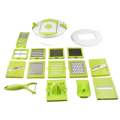 Vegetable Multi Cutter - ABS Material | All-in-One Whipping Blade, Chopper, Peeler, Storage Lid, Chips Slicer, Dishwasher Safe, High Efficiency