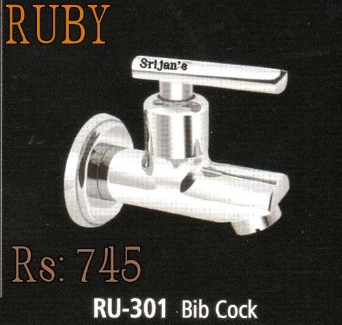 Ruby Bib Cock - Chromium Plated Brass, 15 MM Quarter Turn, Wall Mounted Installation