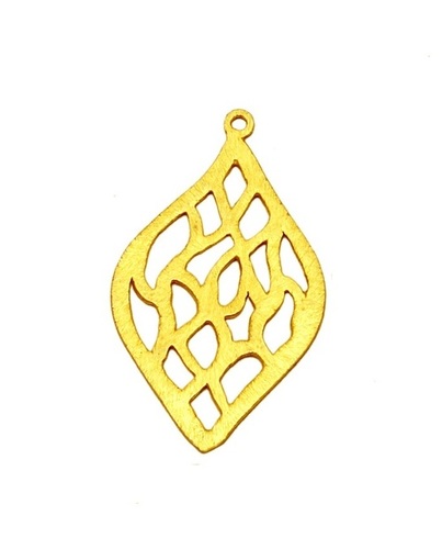 Brushed Gold Plated Marquise Shape Metal Charms Pendant