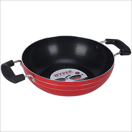 Non Stick Kadai - Aluminum Alloy 26 cm Diameter 2.5 Liters Volume Red Color | Non-Stick Coating Gas Stove Top Compatible Dual Black Side Handles