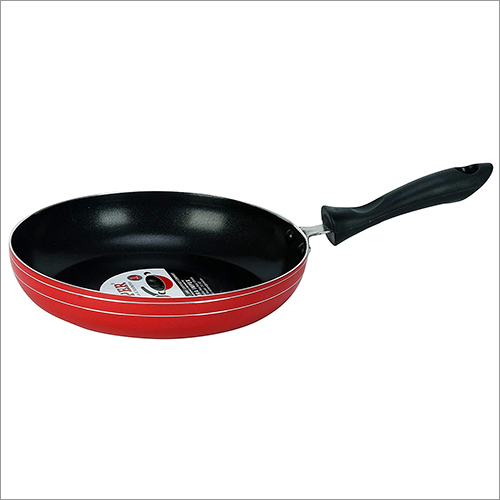 Frying Pan - Aluminum Alloy 26 cm Diameter Red Base with Long Black Handle | Gas Stove Top Compatible 2.5 Liters Volume Insulated Handle Design