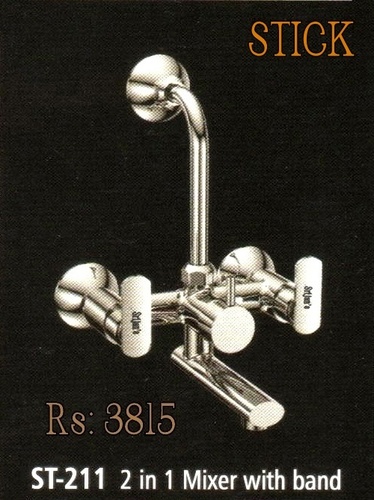 Chromium Plated Brass Wall Mounted 15mm Quarter Turn Stick 2 in 1 Mixer Band - Durable, Stylish Design, Versatile Functionality