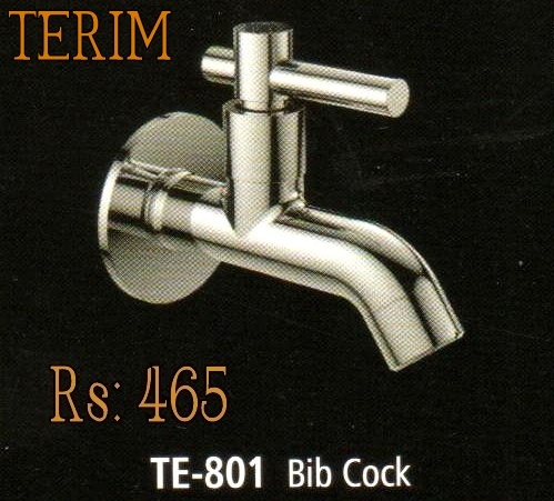 Terim Bib Cock - Chromium Plated Brass, 15 mm Size , Wall Mounted Installation - Durable Design for Efficient Water Flow Control