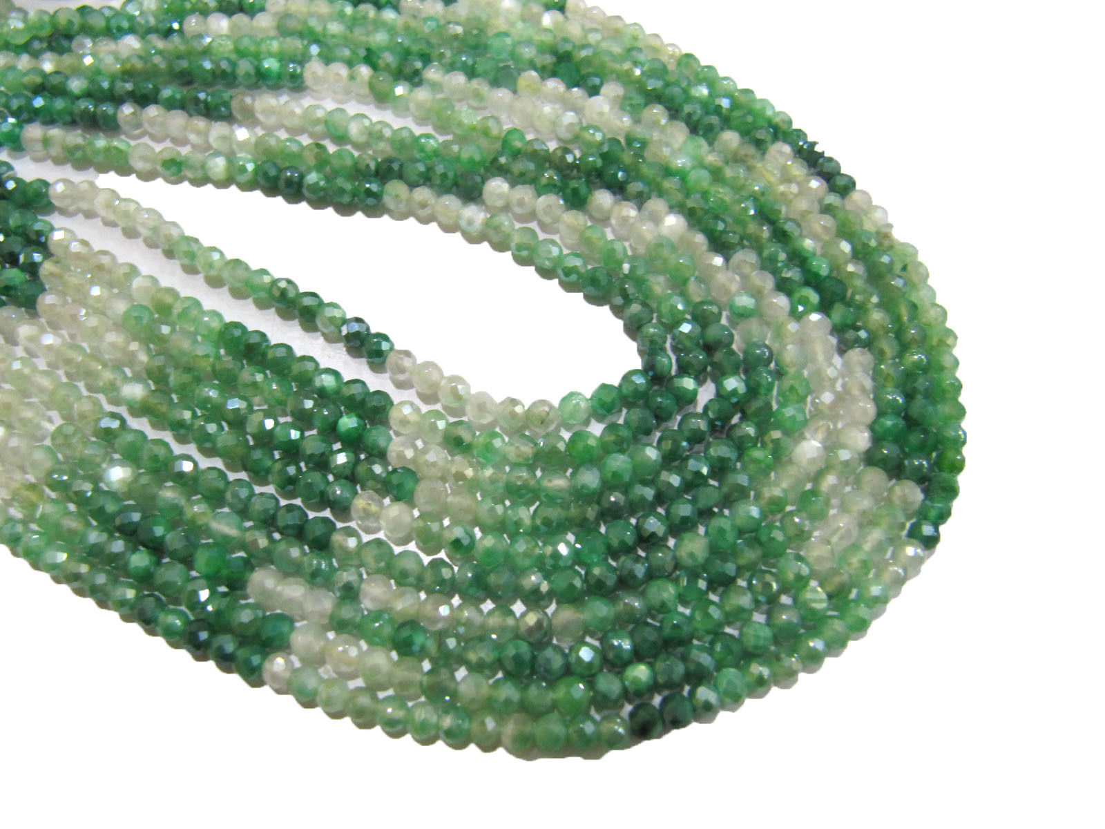 Natural Emerald Moonstone AB Coated Shaded Beads