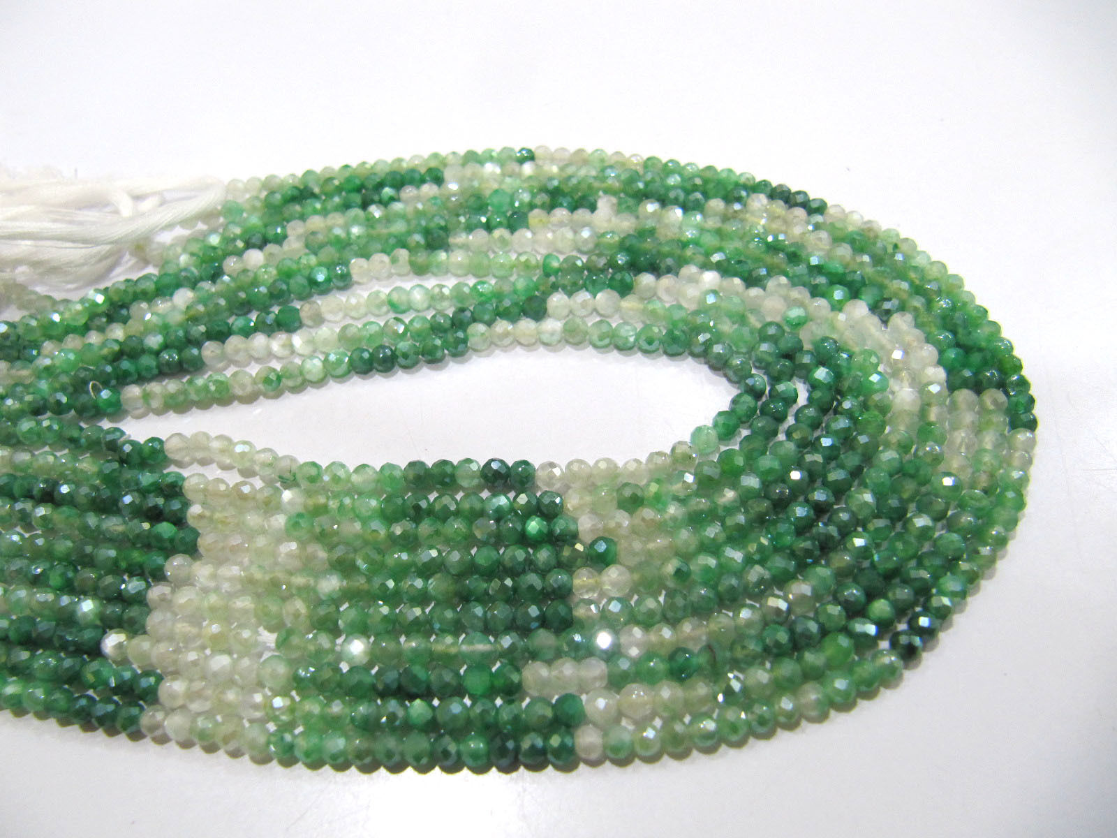 Natural Emerald Moonstone AB Coated Shaded Beads