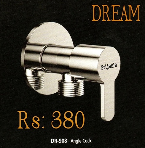 Dream Angle Cock - Chromium Plated Brass, 15 mm Quarter Turn Design, Wall Mounted Installation