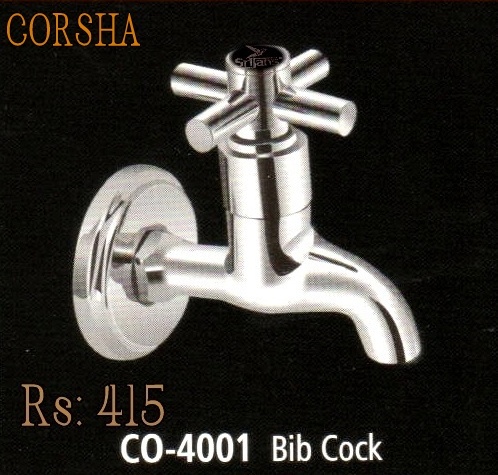 CORSHA BIB COCK - Chromium Plated Brass, 15 mm Size, Wall Mounted Design | Quarter Turn Mechanism for Easy Operation