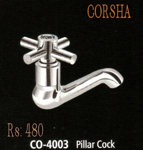Corsha Pillar Cock - Chromium Plated Brass 15 mm | Wall Mounted, Quarter Turn Design
