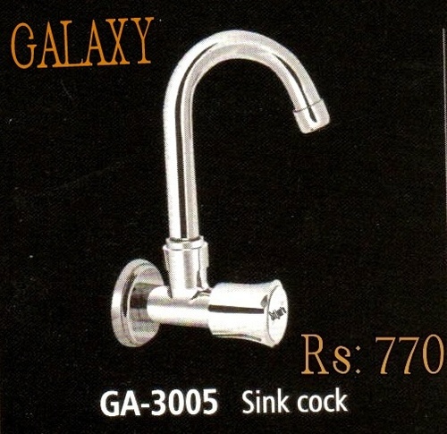 Galaxy Sink Cock - Chromium Plated Brass, 15 mm Quarter Turn, Wall Mounted Design
