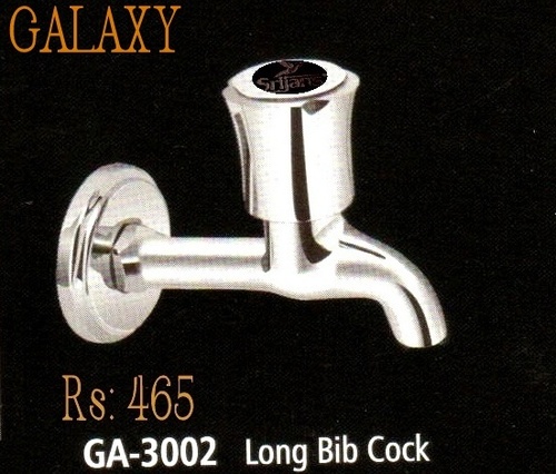 GALAXY LONG BIB COCK - Chromium Plated Brass, 15mm Size | Wall Mounted, Quarter Turn Design for Efficient Water Control