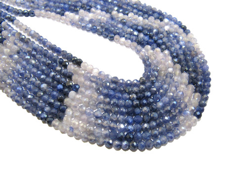 Natural Moonstone AB Blue Coated Shaded Beads