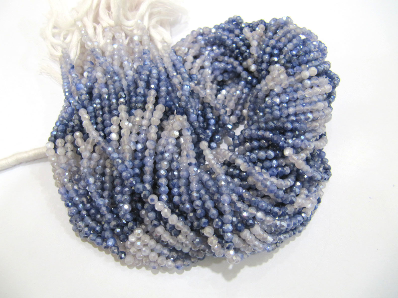 Natural Moonstone AB Blue Coated Shaded Beads