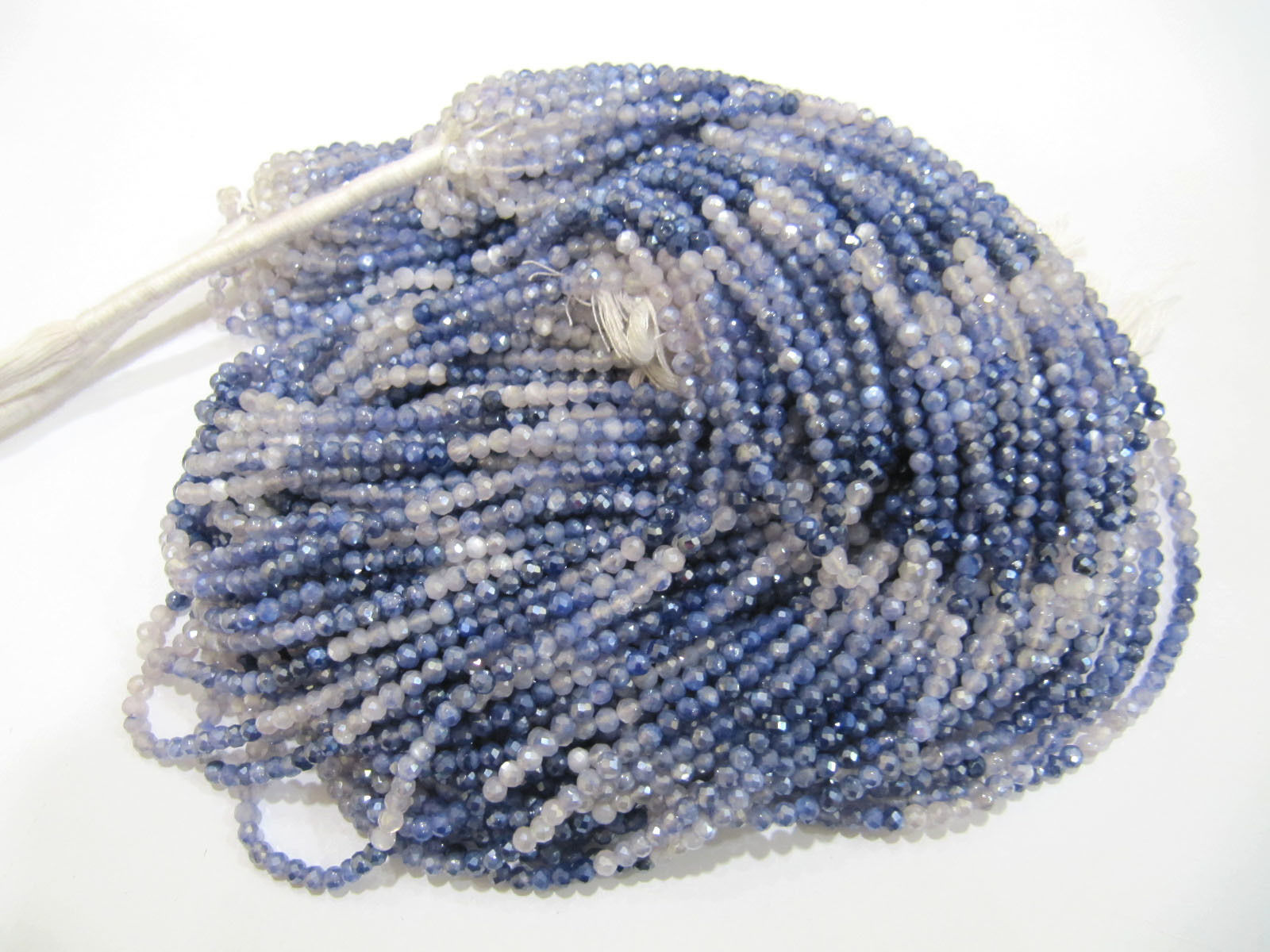 Natural Moonstone AB Blue Coated Shaded Beads