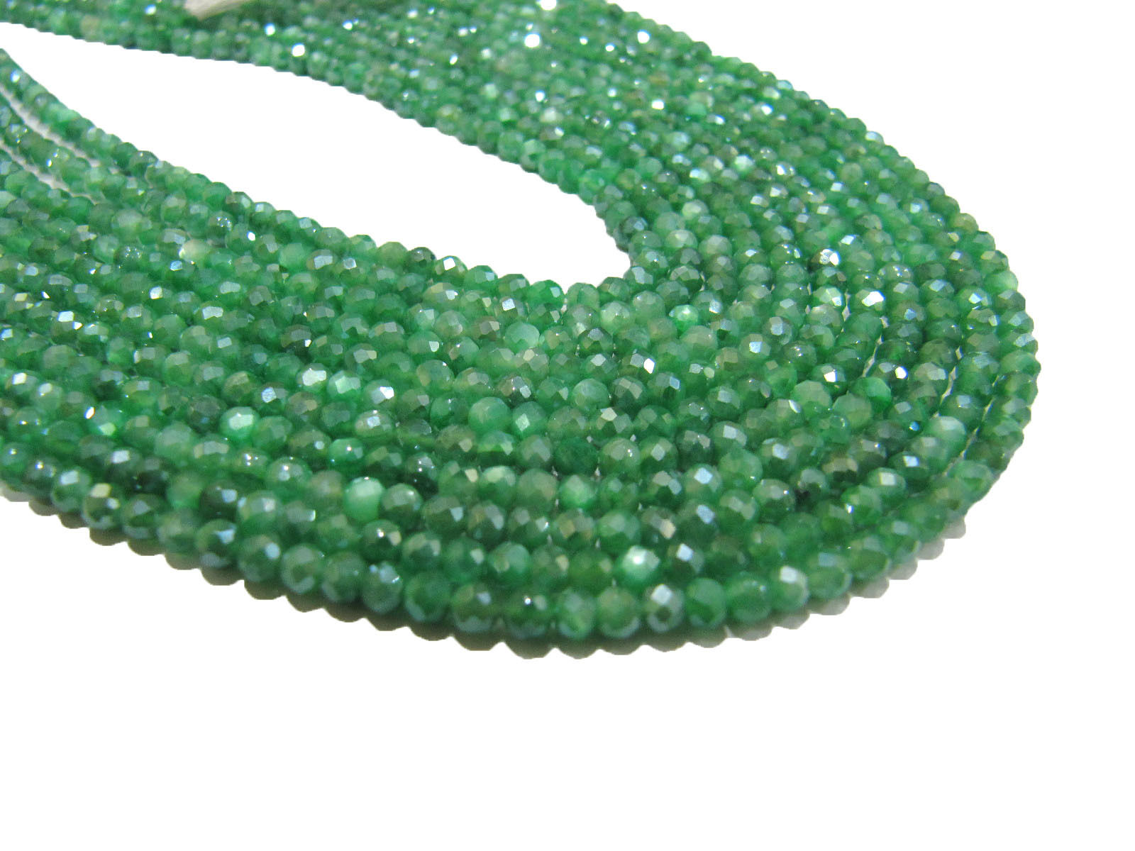 Natural Emerald Moonstone AB Coated Beads