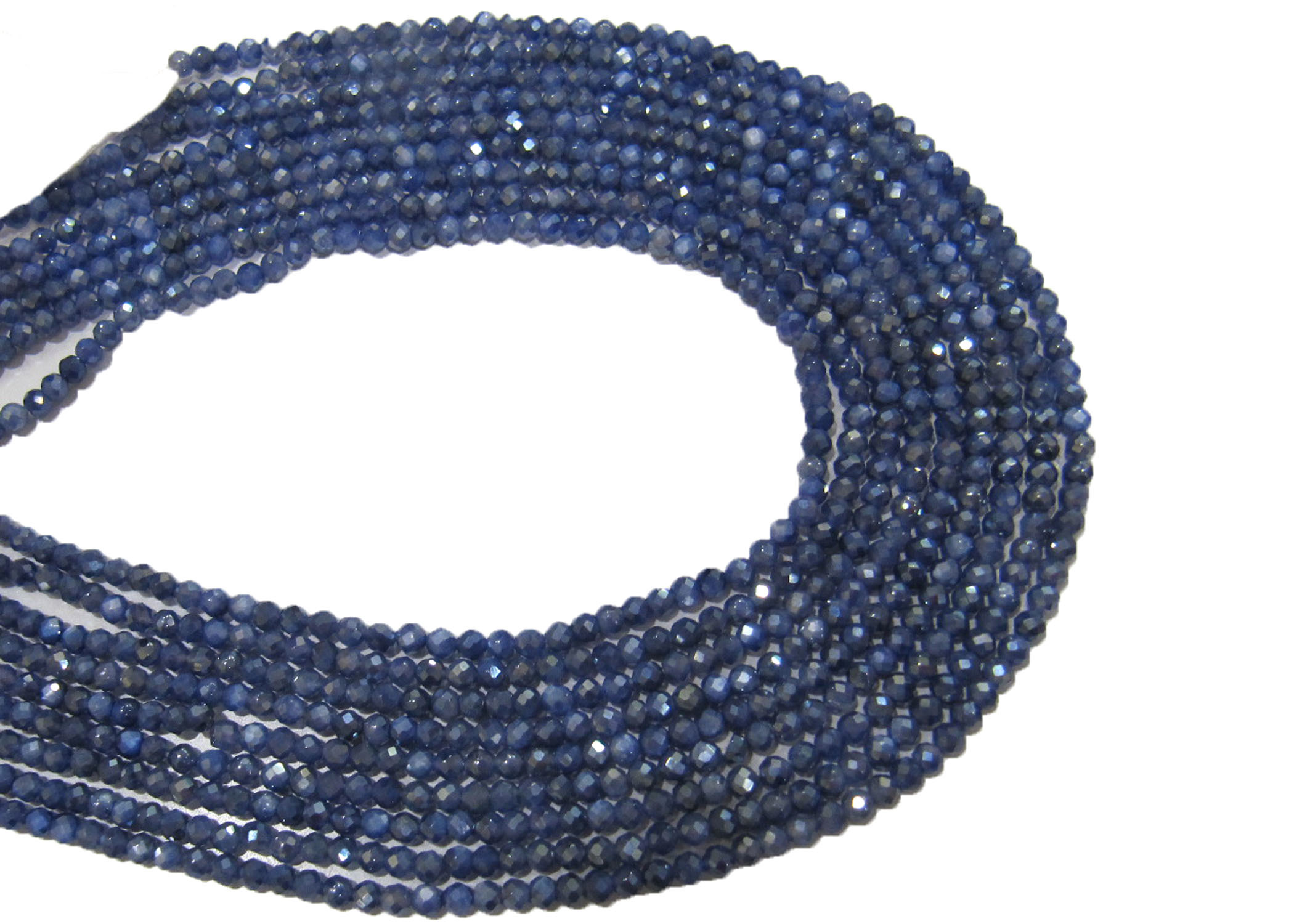 Natural Blue Sapphire Moonstone AB Coated Beads