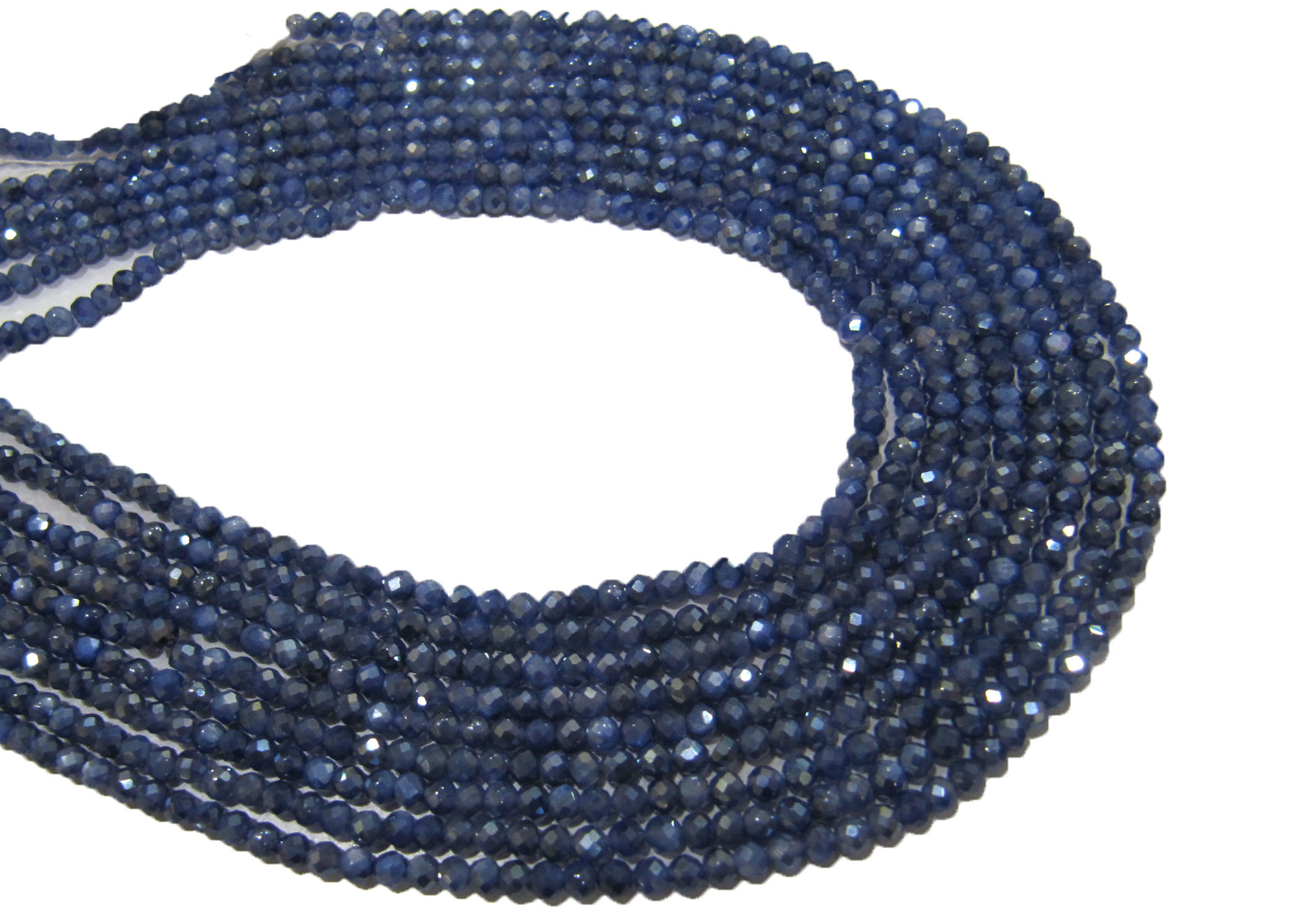 Natural Blue Sapphire Moonstone AB Coated Beads