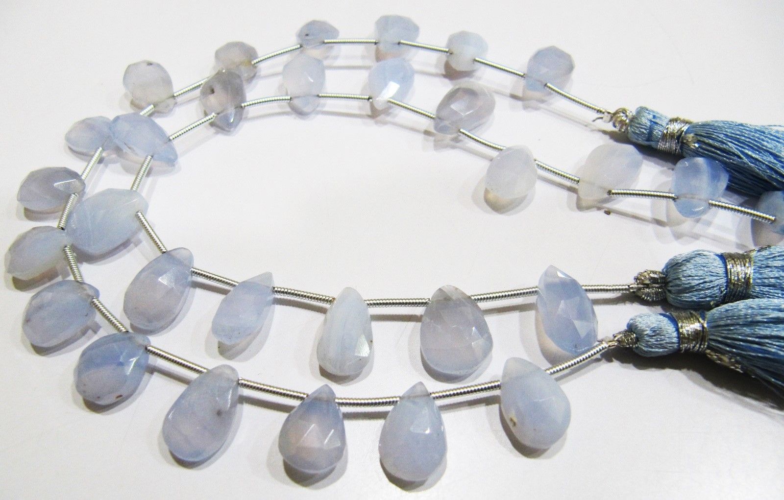 AAA Quality Natural Blue Chalcedony Pear Shape Beads