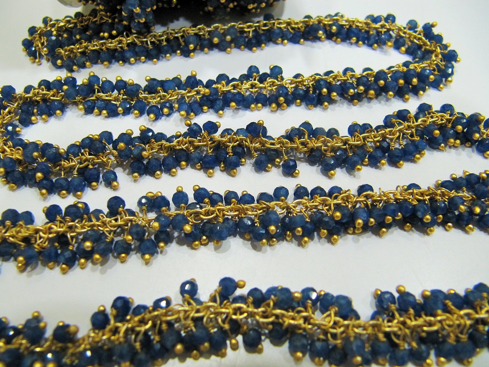Genuine Sapphire Dangling Beaded Chain