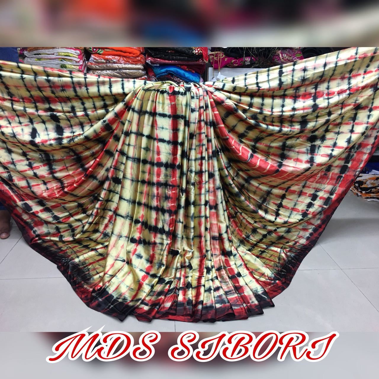 Pure Sattin saree with sibori print