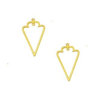 Brushed Gold Plated Arrow Shape Metal Charms Pendant -50x30mm Long Earrings Findings Charms