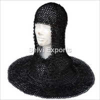 Medieval Chainmail Coif - Lightweight Black Armor For Head, Neck & Shoulder Protection | Corrosion Resistant, Ideal For Plays & Film Productions
