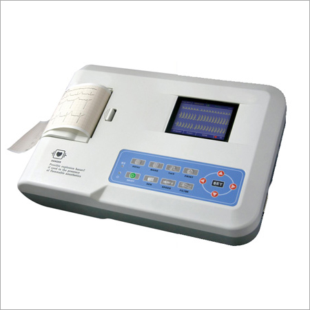 Ecg Machine - 12 Lead Standard Blue and White Color | New Condition Portable Design Automatic Operation Battery Powered LCD Screen Digital Adjustments Thermal Array Printing