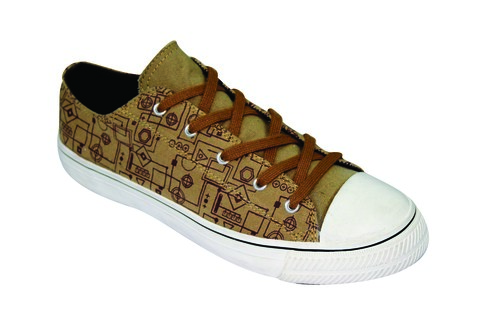 Brown And White Mens Canvas Shoes