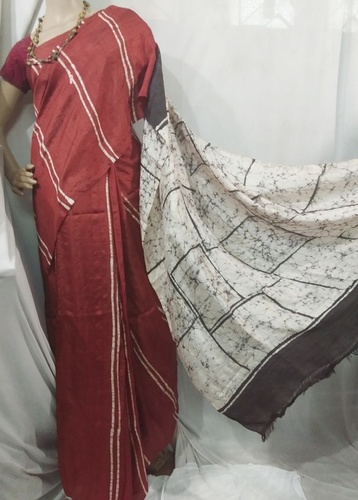 Red Silk Batik Saree
