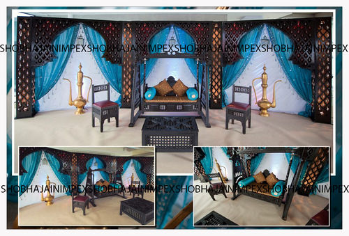 Blue And Mix Color Wedding Sangeet Ceremony Low Furniture