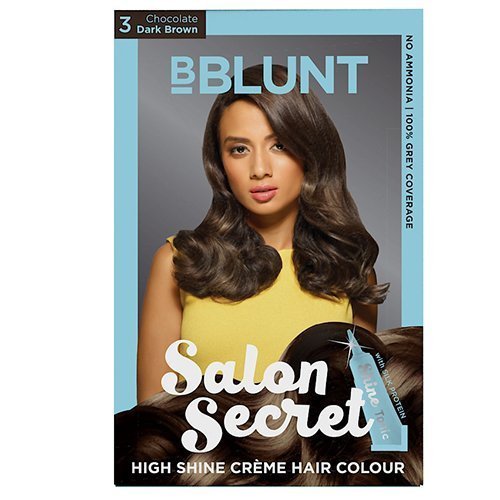 BBLUNT Salon Secret High Shine Creme Hair Colour - Dark Brown 3, 100g (Free Shine Tonic, 8ml