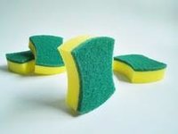Sponge Scrub Pad - Synthetic Material 3x4 Inch, Green With Yellow Sponge, Dual-sided Use, Long Lasting, Easy Grip, Stain Remover